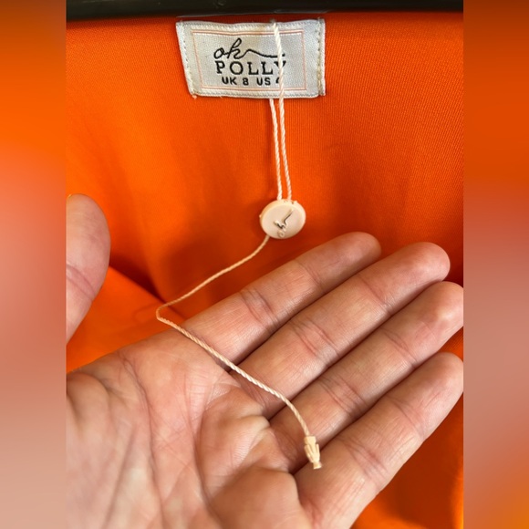 NWOT Oh Polly Bright Neon Orange Ruched V neck Bodycon Cocktail Mini Dress 4 - Picture 8 of 8